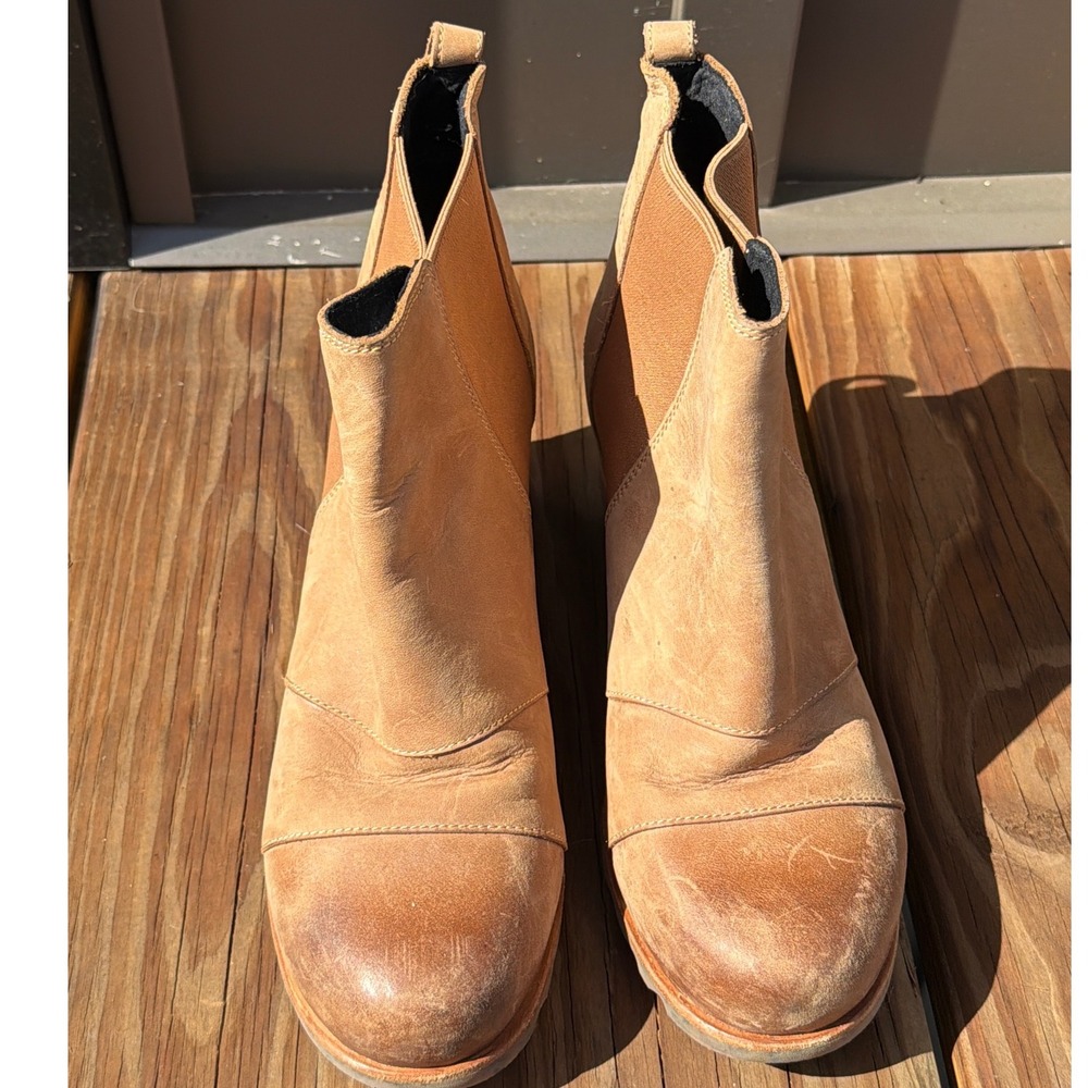Sorel Joan of Arctic Wedge II Chelsea Boots Elk Brown Leather Platform Hikin 9.5